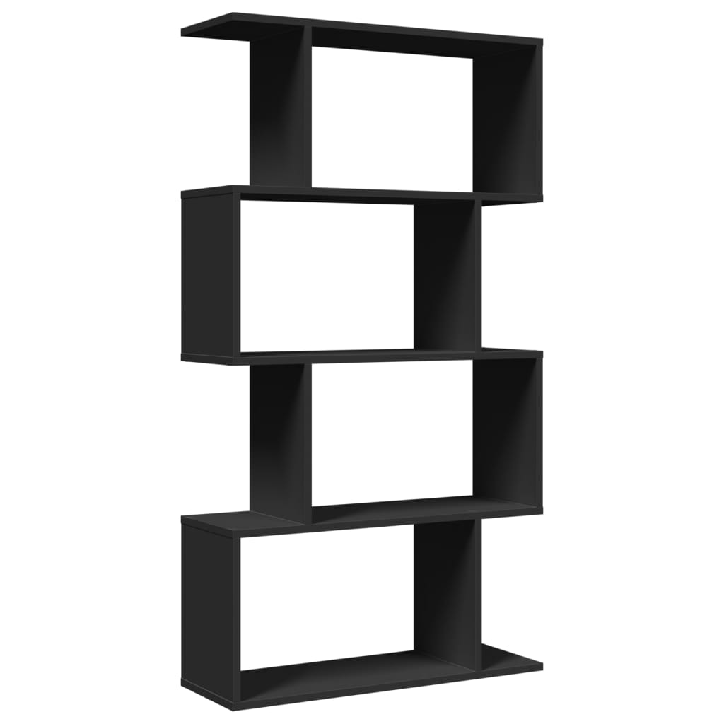 vidaXL Librería divisora 4 niveles madera ingeniería negra 70x24x129cm