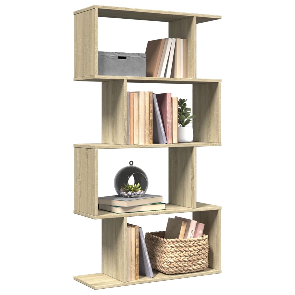 vidaXL Librería divisora 4 niveles madera roble Sonoma 70x24x129 cm