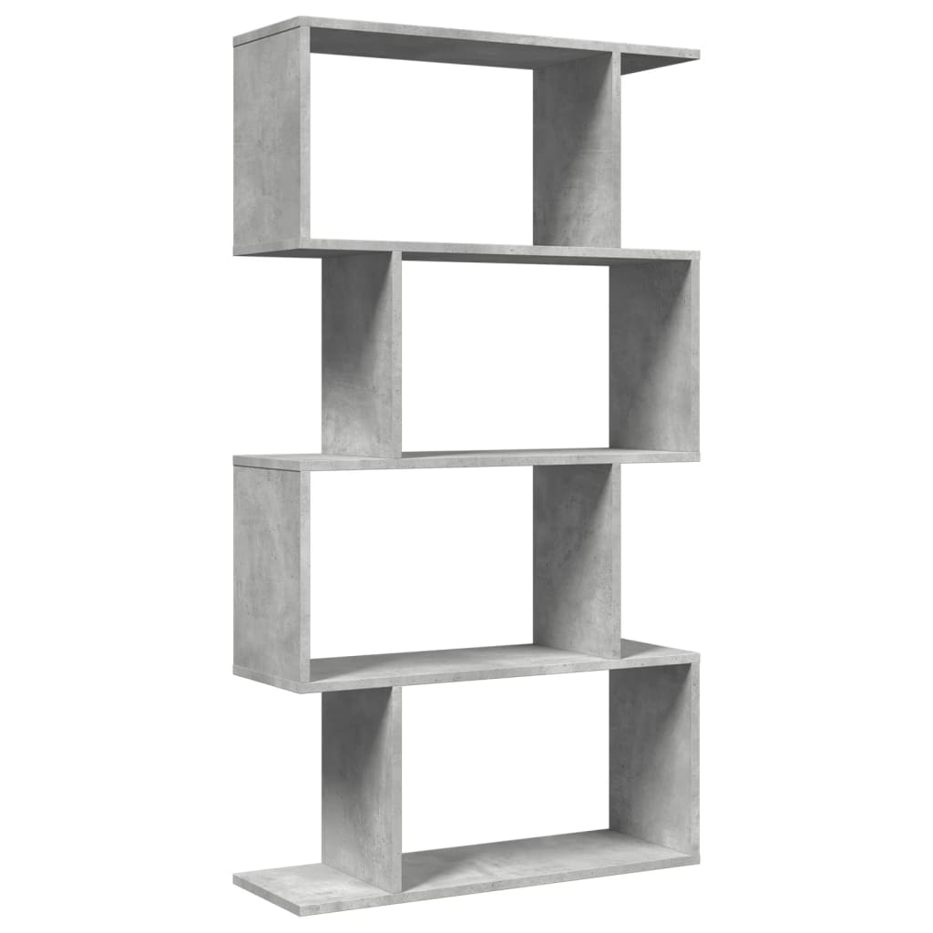 vidaXL Librería divisora 4 niveles madera gris hormigón 70x24x129 cm