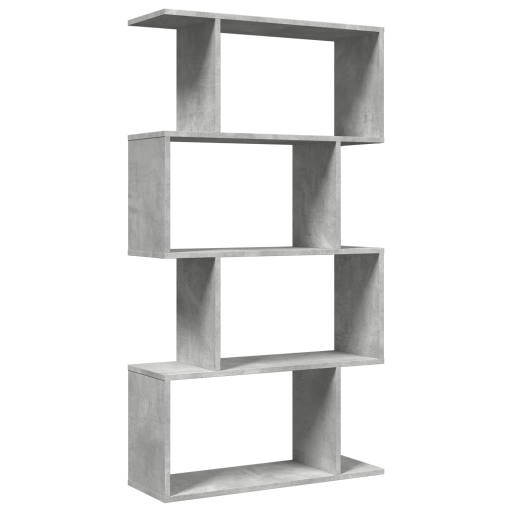 vidaXL Librería divisora 4 niveles madera gris hormigón 70x24x129 cm