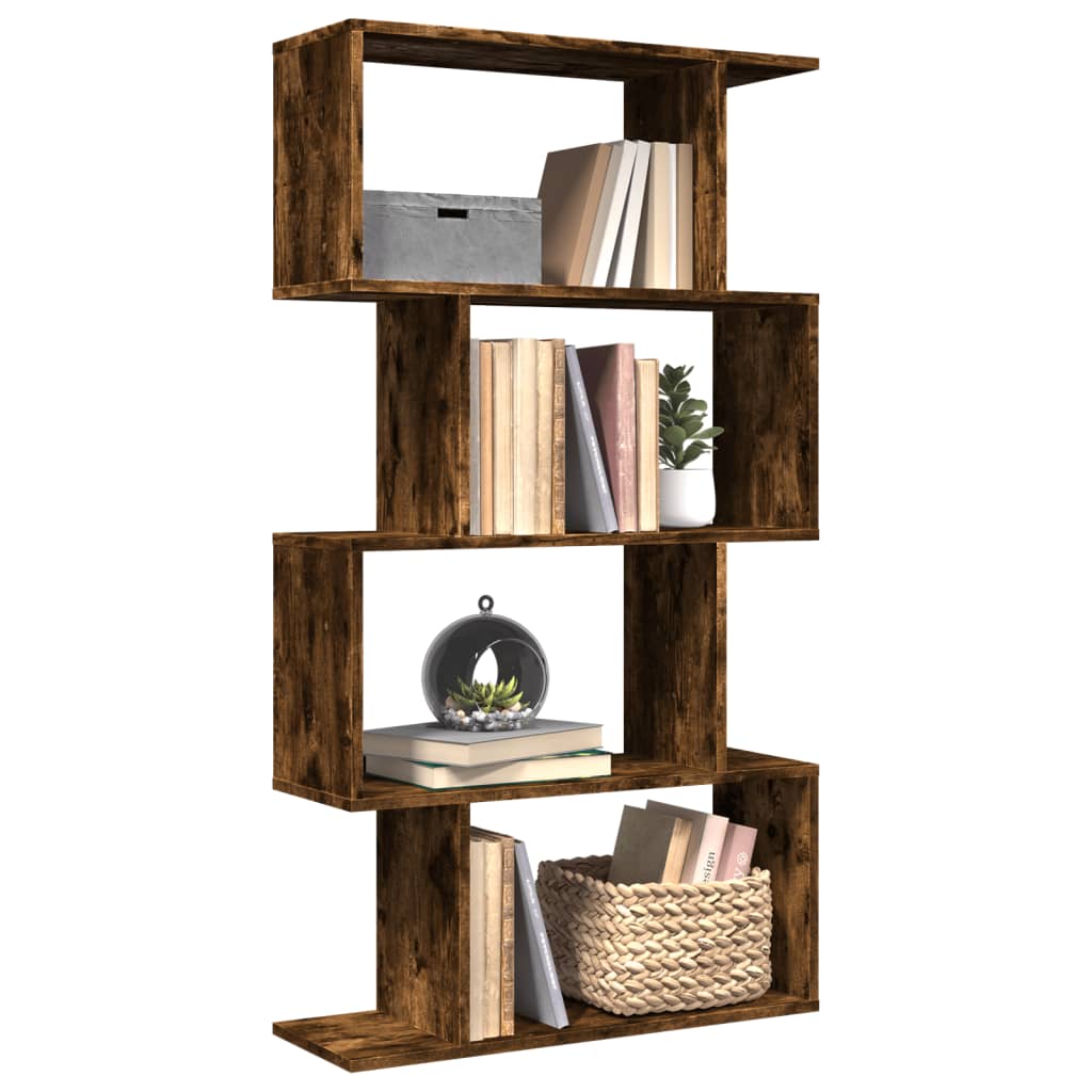 vidaXL Librería divisora 4 niveles madera roble ahumado 70x24x129 cm