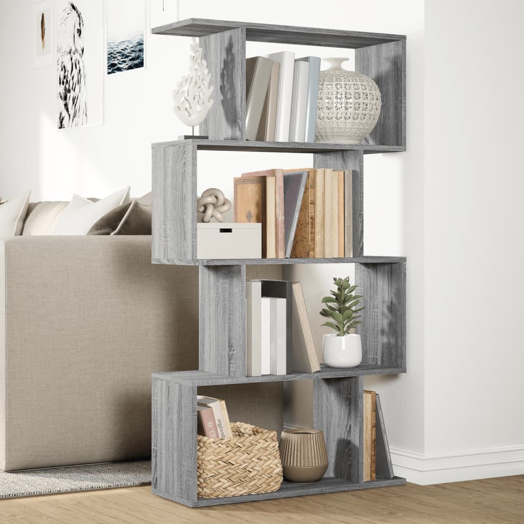 vidaXL Librería divisora 4 niveles madera gris Sonoma 70x24x129 cm