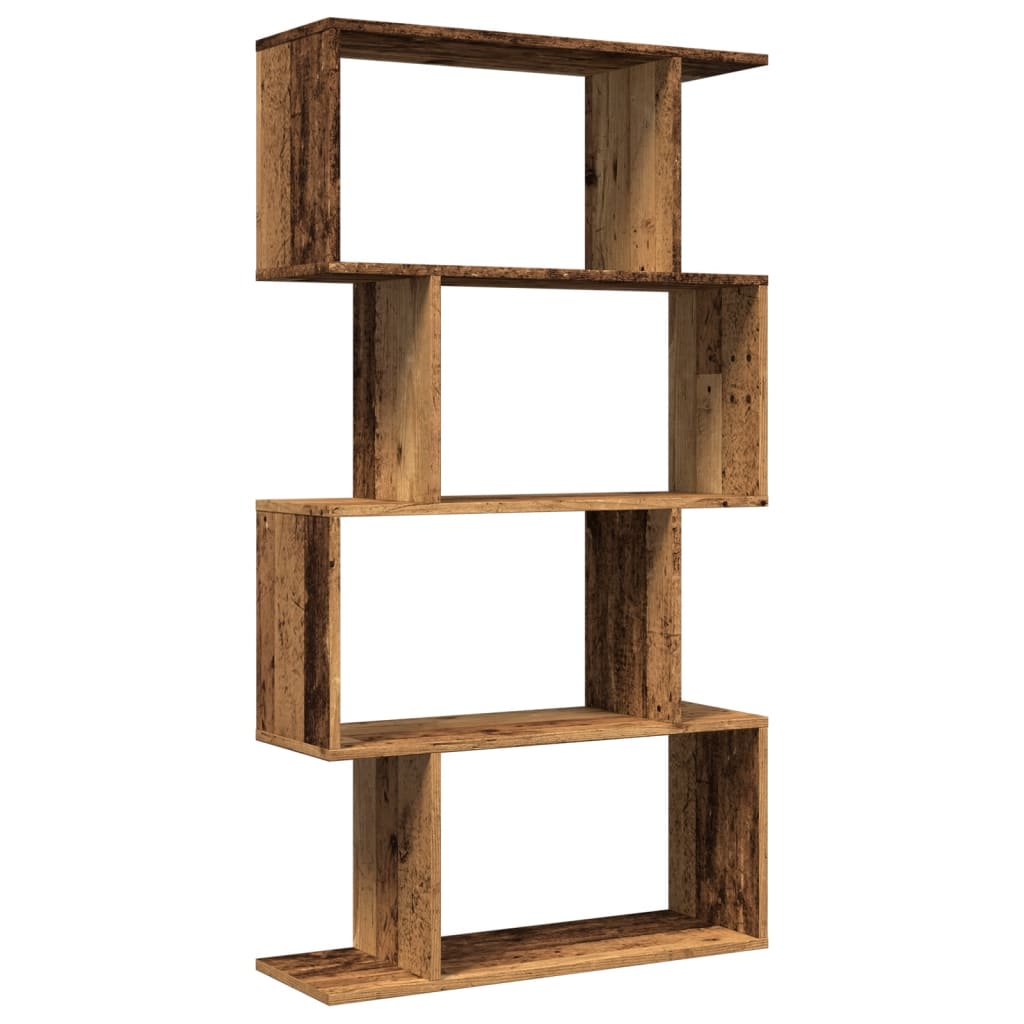 vidaXL Librería divisora 4 niveles madera envejecida 70x24x129 cm