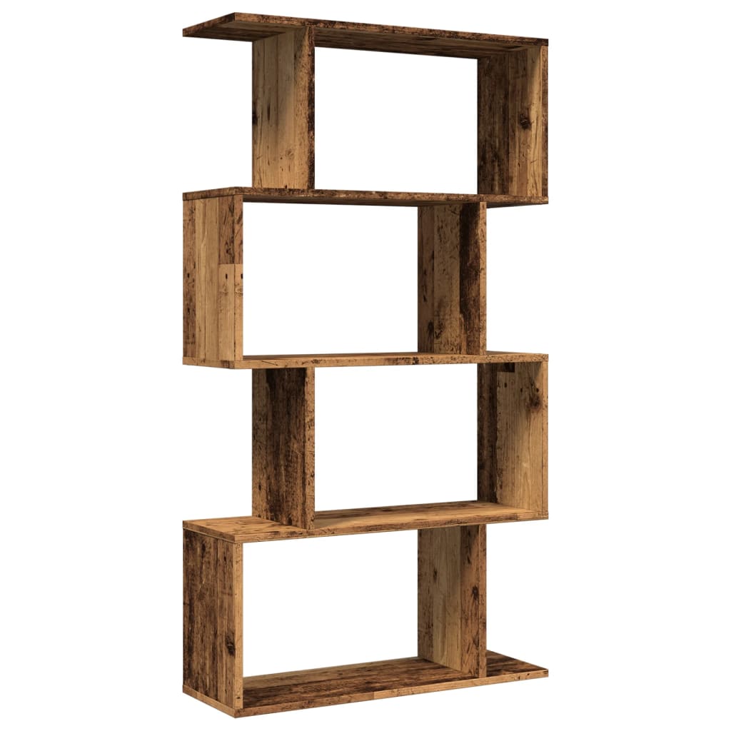 vidaXL Librería divisora 4 niveles madera envejecida 70x24x129 cm