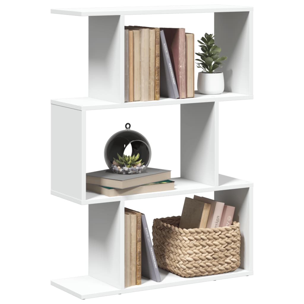 vidaXL Librería divisor 3 niveles madera ingeniería blanco 70x24x97 cm