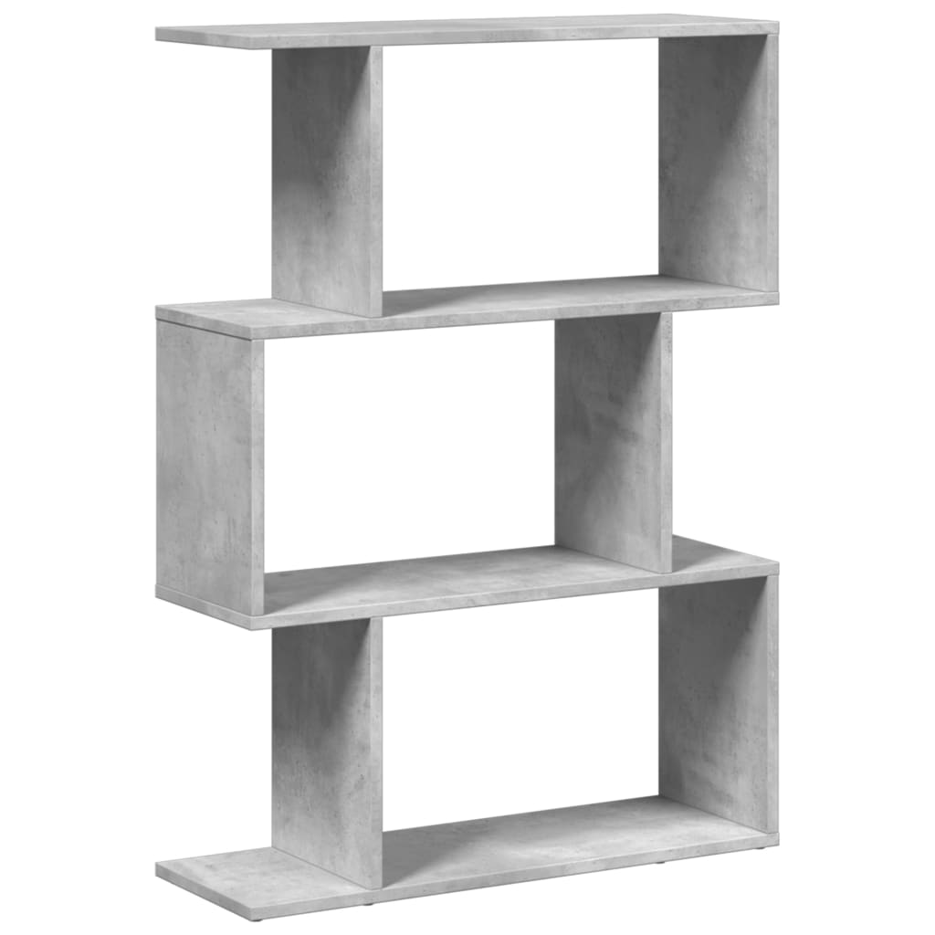 vidaXL Librería divisora 3 niveles madera gris hormigón 70x24x97 cm