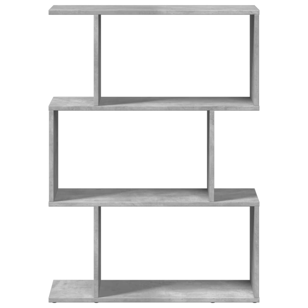 vidaXL Librería divisora 3 niveles madera gris hormigón 70x24x97 cm