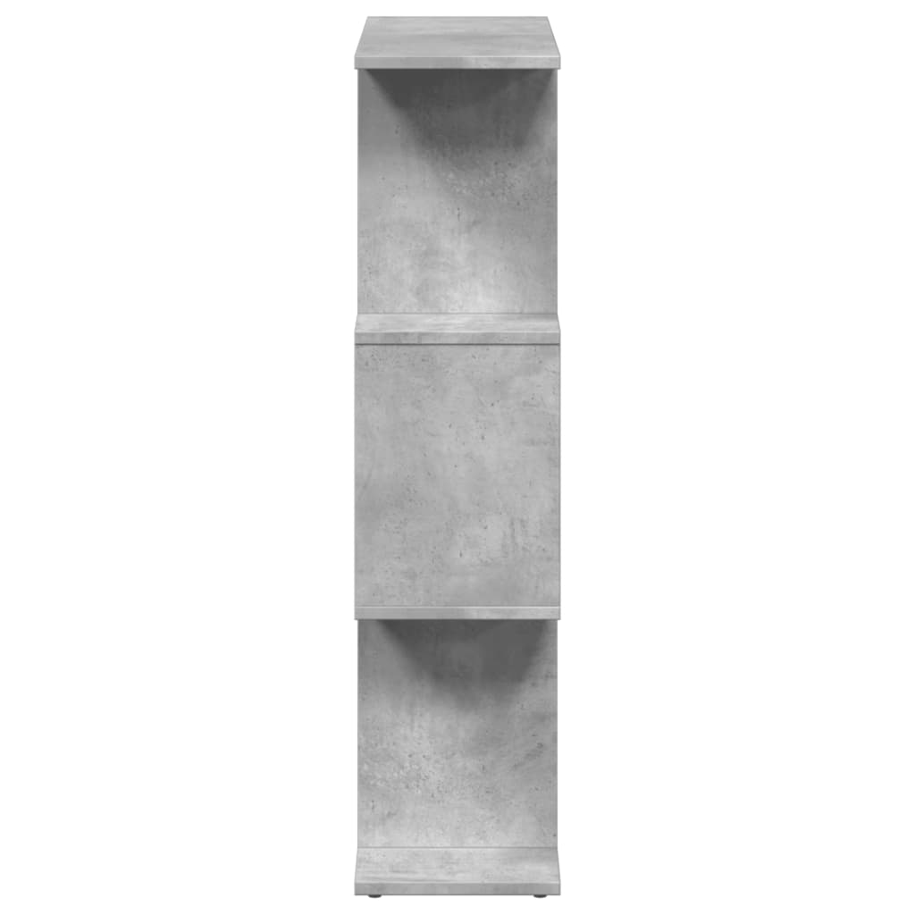 vidaXL Librería divisora 3 niveles madera gris hormigón 70x24x97 cm