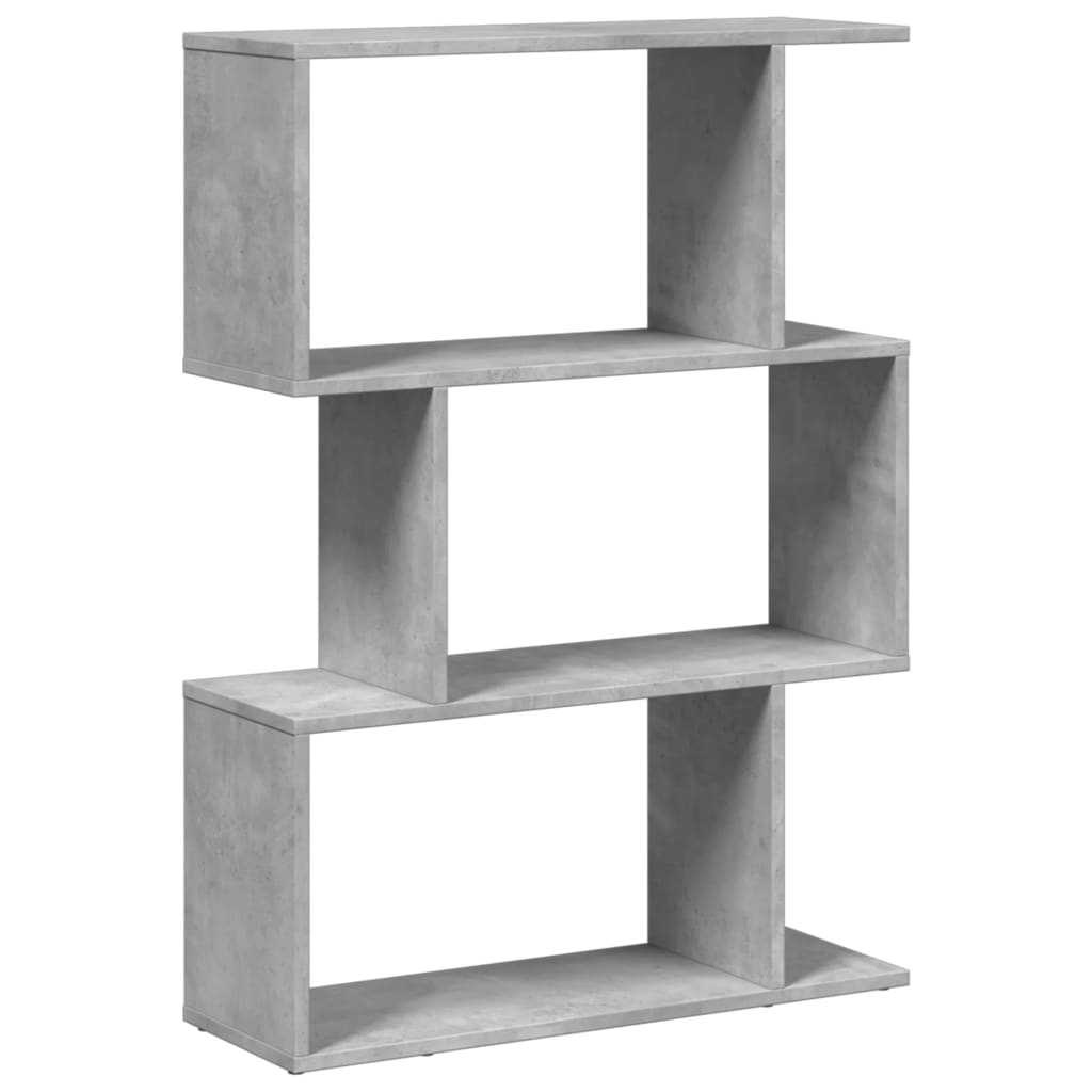 vidaXL Librería divisora 3 niveles madera gris hormigón 70x24x97 cm