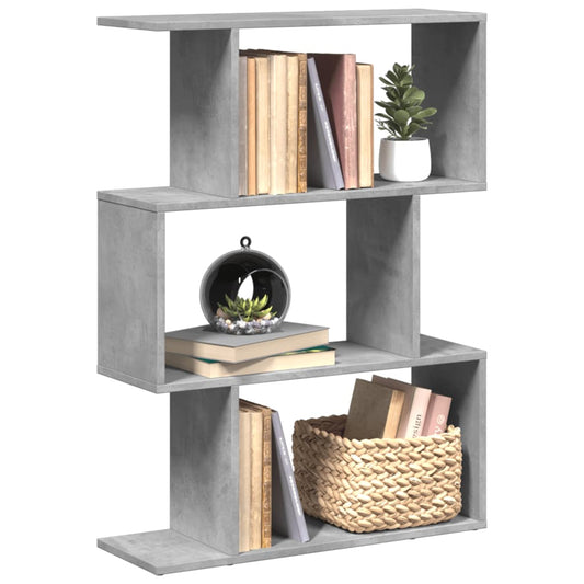 vidaXL Librería divisora 3 niveles madera gris hormigón 70x24x97 cm