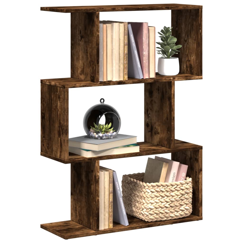 vidaXL Librería divisora 3 niveles madera roble ahumado 70x24x97 cm