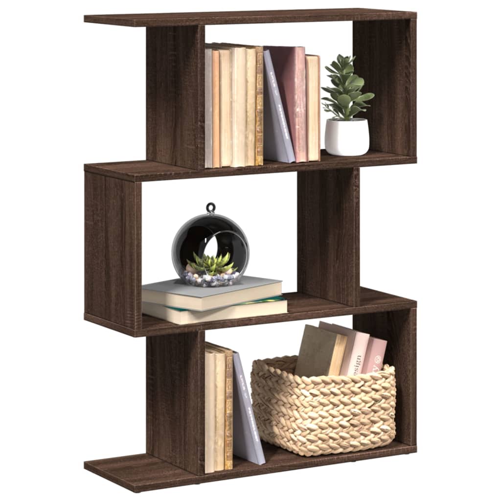 vidaXL Librería divisora 3 niveles madera marrón roble 70x24x97 cm