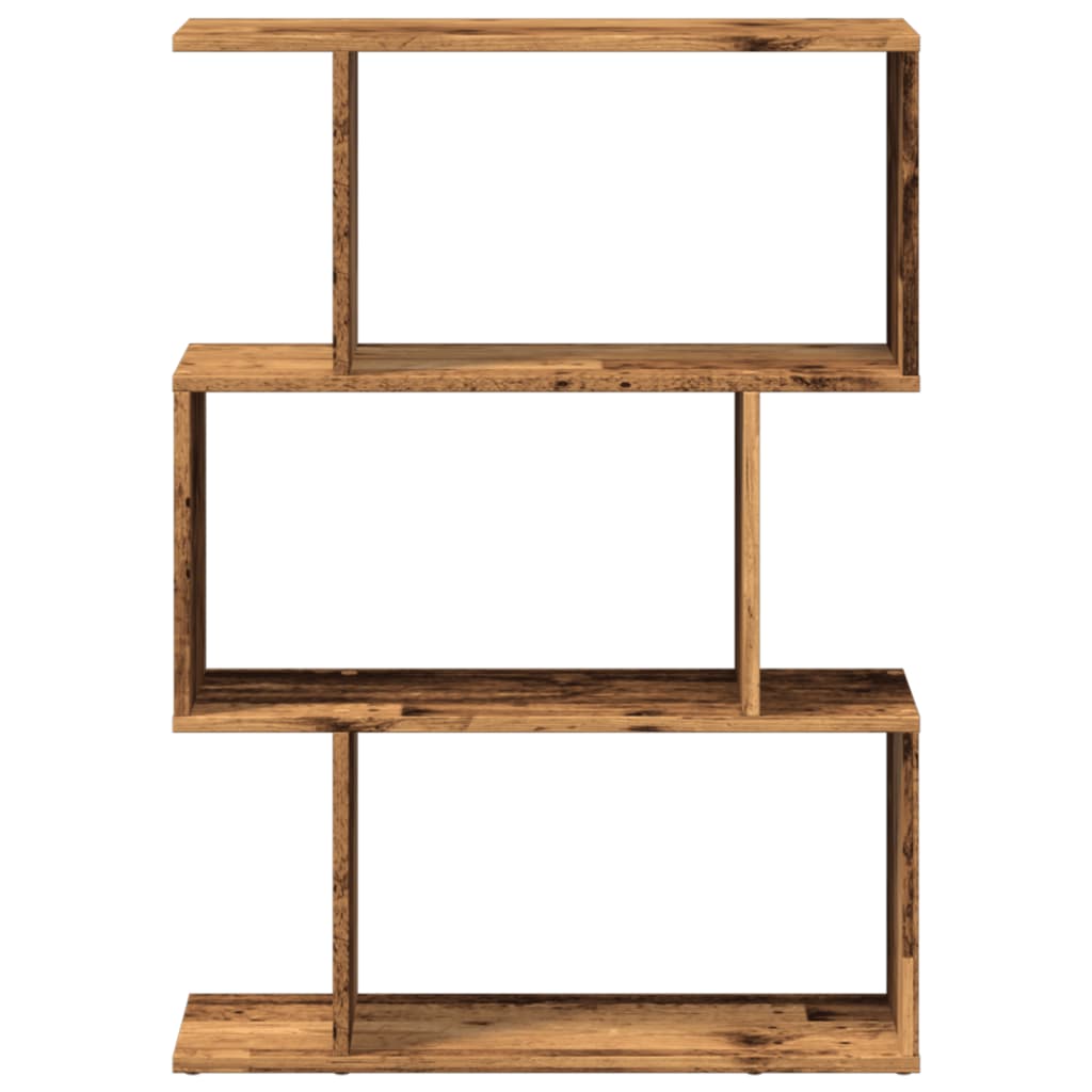 vidaXL Librería divisora 3 niveles madera envejecida 70x24x97 cm