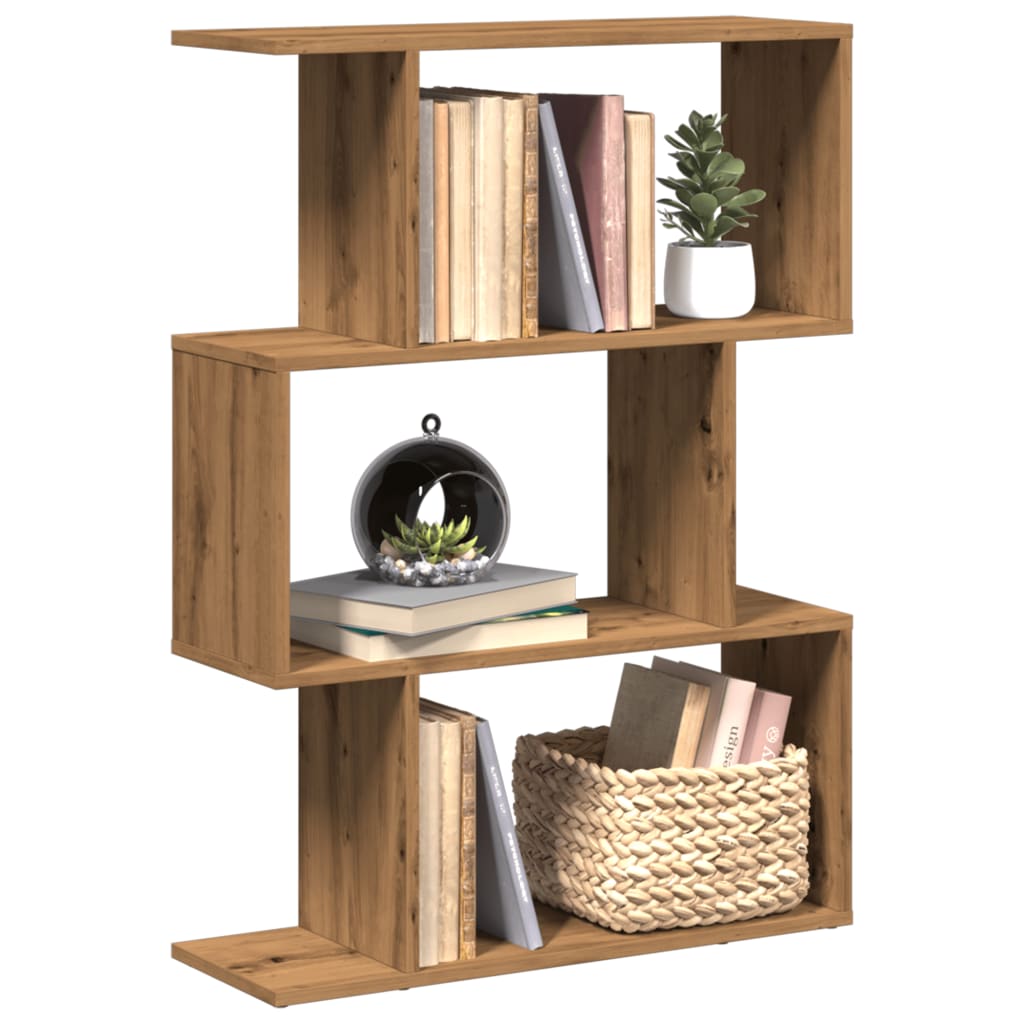 vidaXL Librería divisora 3 niveles madera roble artisan 70x24x97 cm