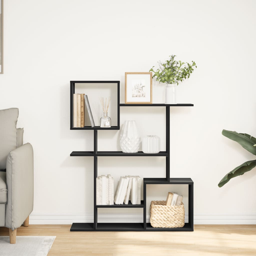 vidaXL Librería divisora madera de ingeniería negra 92x29x112 cm