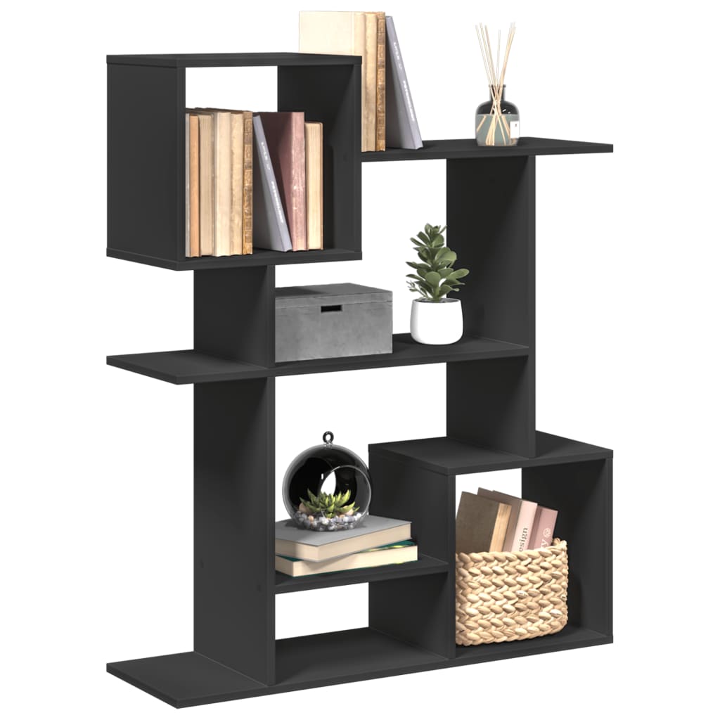 vidaXL Librería divisora madera de ingeniería negra 92x29x112 cm