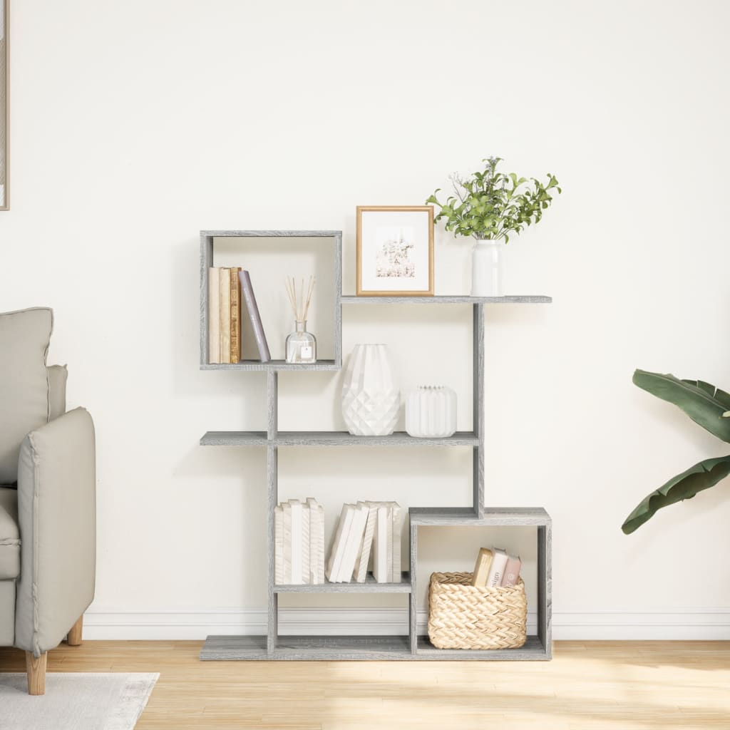 vidaXL Librería divisora madera ingeniería gris Sonoma 92x29x112 cm