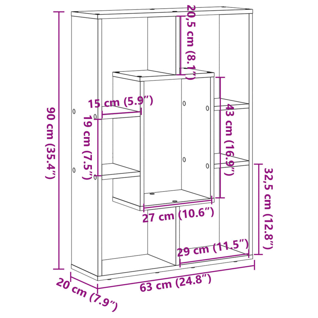 vidaXL Estantería de madera de ingeniería blanco 63x20x90 cm