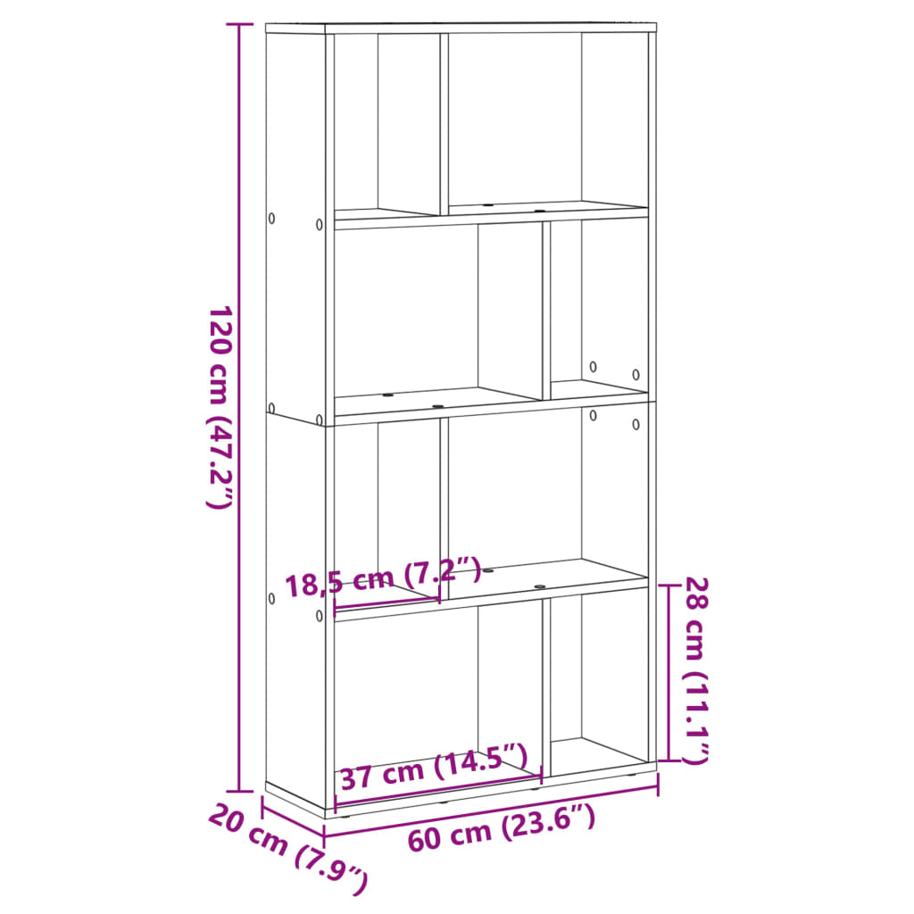 vidaXL Estantería de madera de ingeniería negra 60x20x120 cm