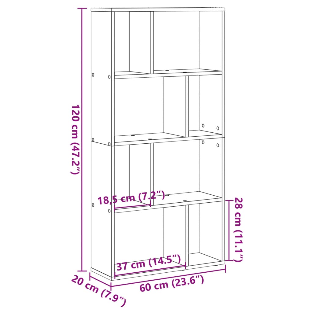 vidaXL Estantería de madera de ingeniería marrón roble 60x20x120 cm