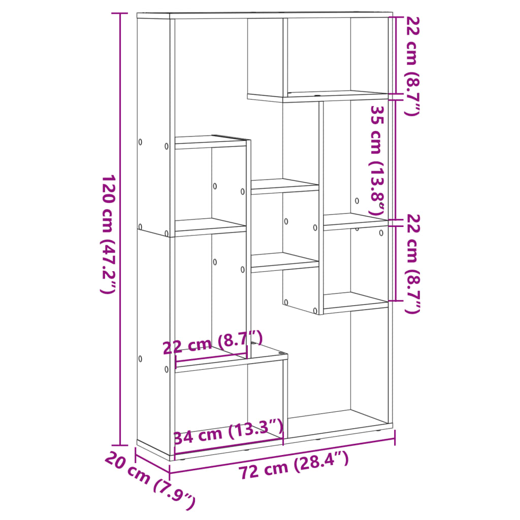 vidaXL Estantería madera de ingeniería roble ahumado 72x20x120 cm