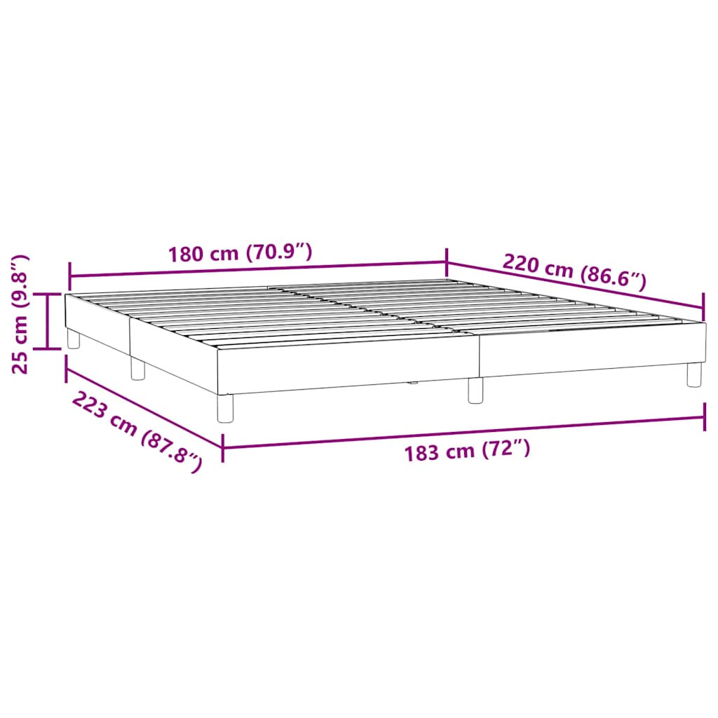 vidaXL Estructura de cama sin colchón terciopelo gris claro 180x220 cm