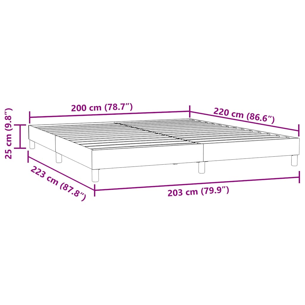 vidaXL Estructura de cama sin colchón terciopelo gris claro 200x220 cm