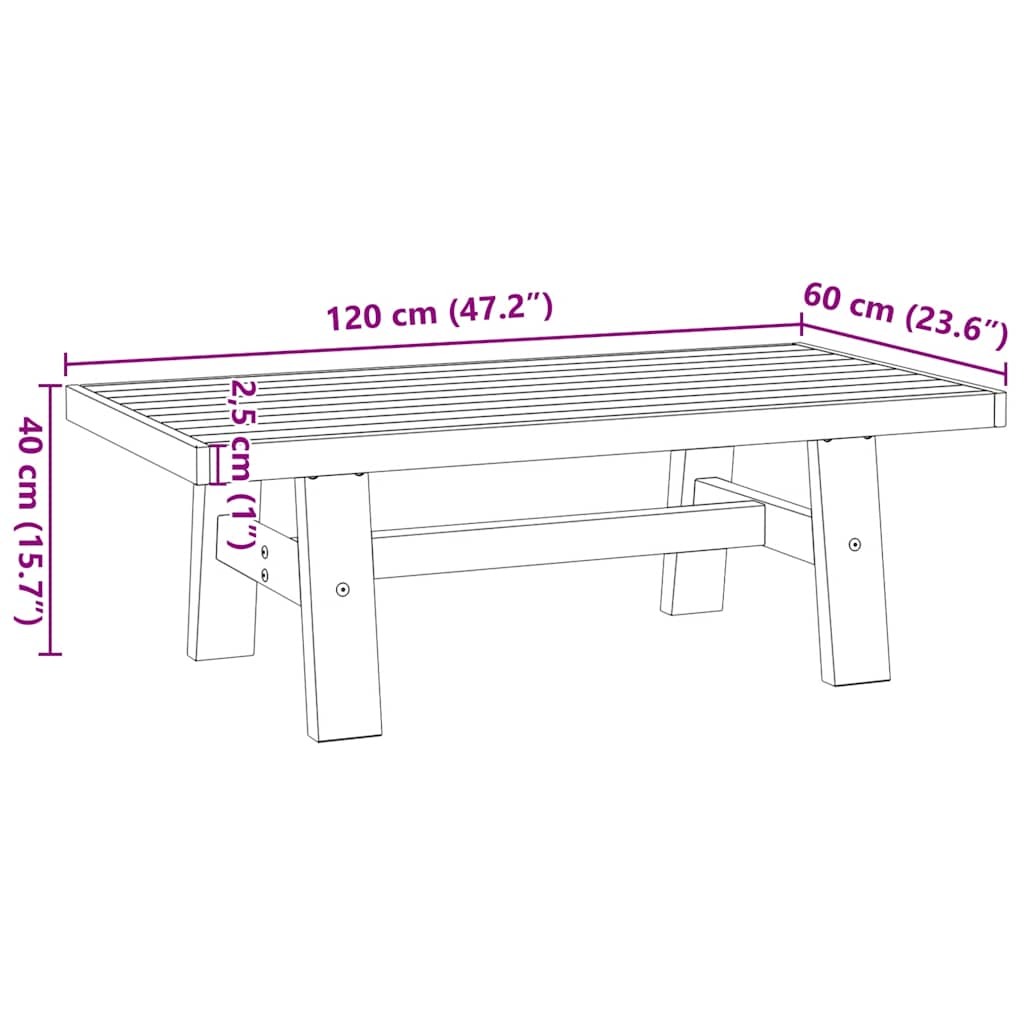 vidaXL Mesa de centro NOAIN patas en A madera maciza pino 120x60x40 cm