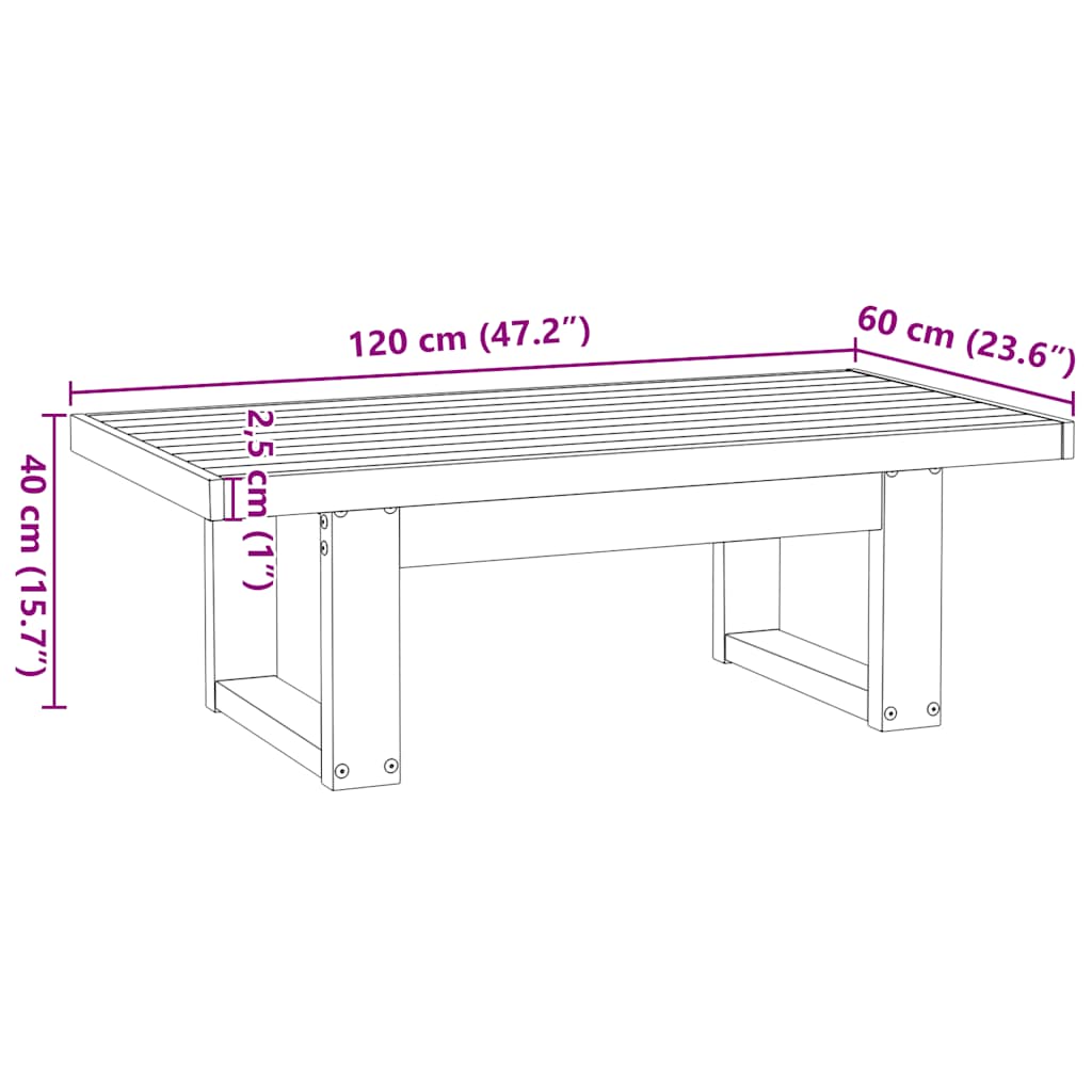 vidaXL Mesa de centro NOAIN patas en U madera maciza pino 120x60x40 cm