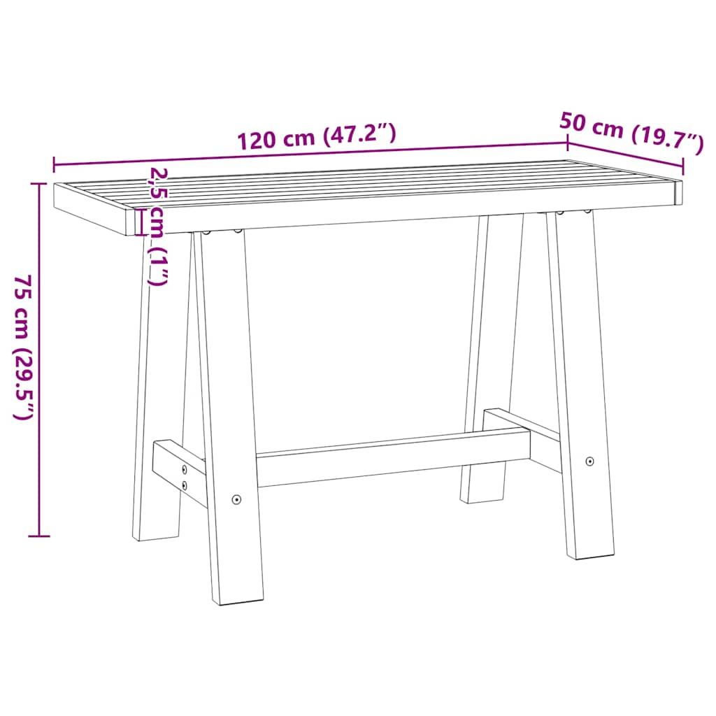 vidaXL Escritorio NOAIN patas en A madera maciza pino 120x50x75 cm