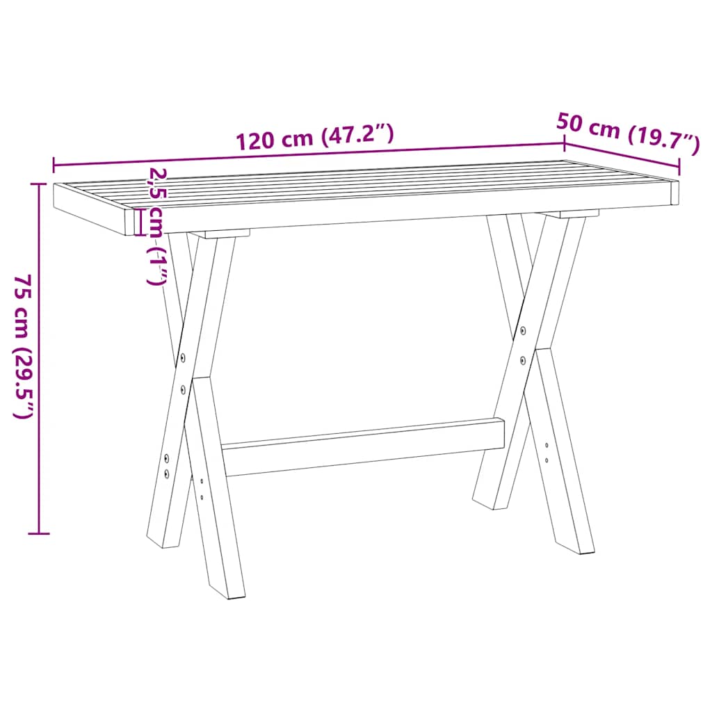 vidaXL Escritorio NOAIN patas en X madera maciza pino 120x50x75 cm