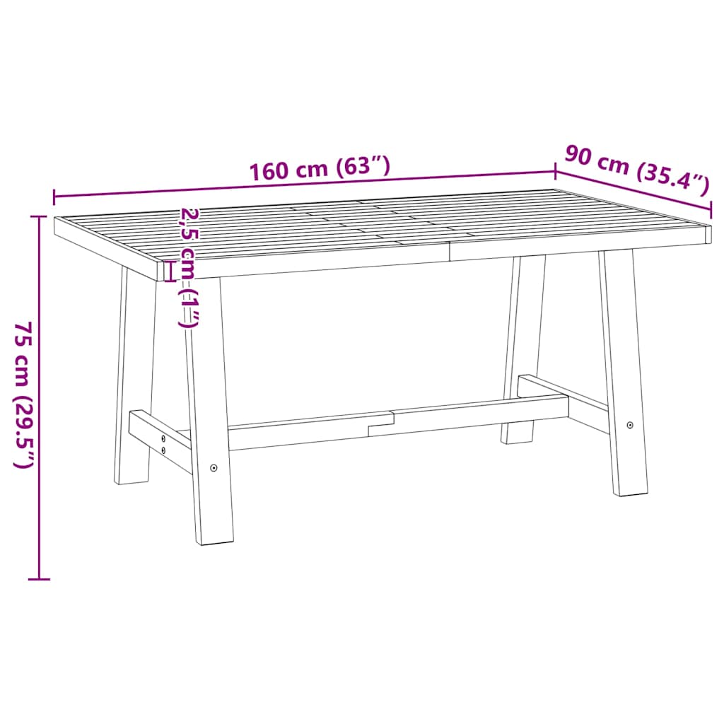 vidaXL Mesa comedor NOAIN patas forma A madera maciza pino 160x90x75cm