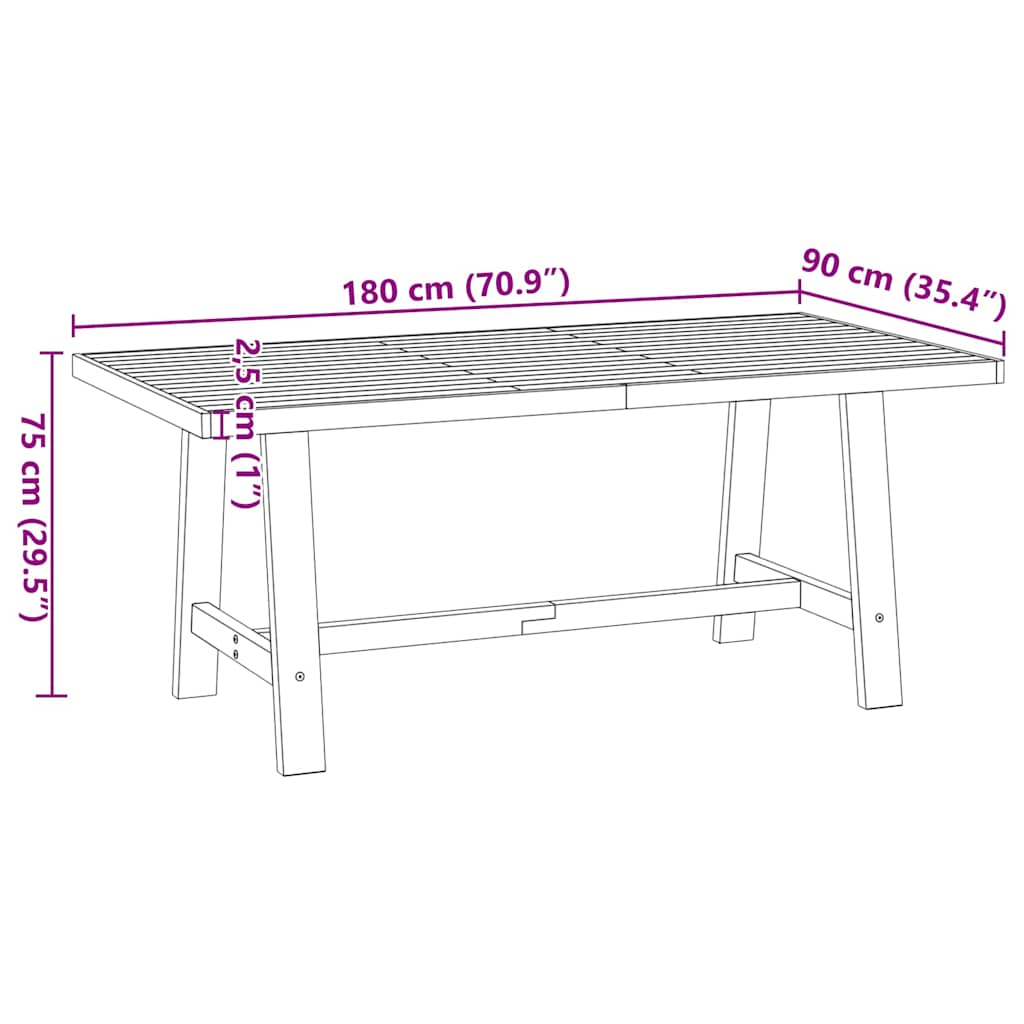 vidaXL Mesa comedor NOAIN patas forma A madera maciza pino 180x90x75cm