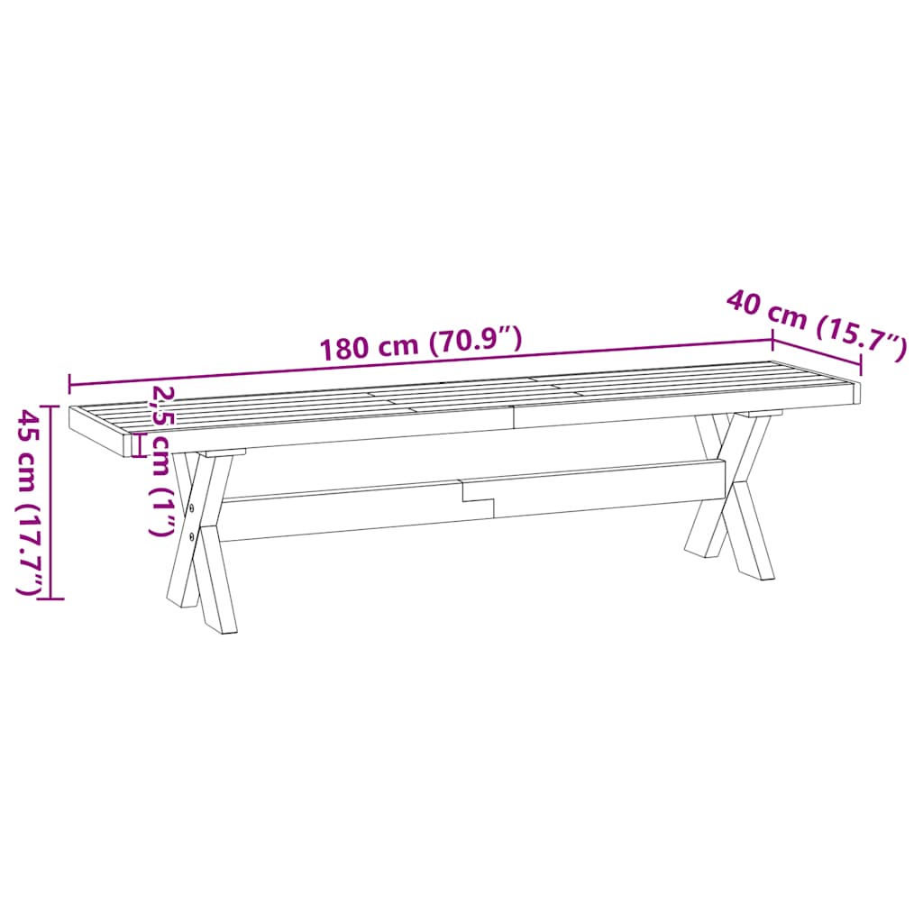 vidaXL Banco comedor NOAIN patas forma X madera maciza pino