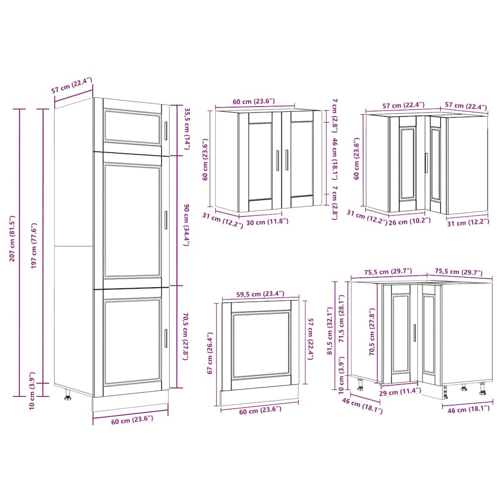 vidaXL Mueble de cocina Porto blanco 14 piezas madera contrachapada