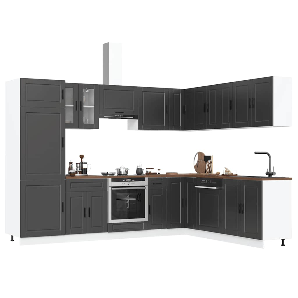 vidaXL Mueble de cocina Porto negra 14 piezas madera contrachapada