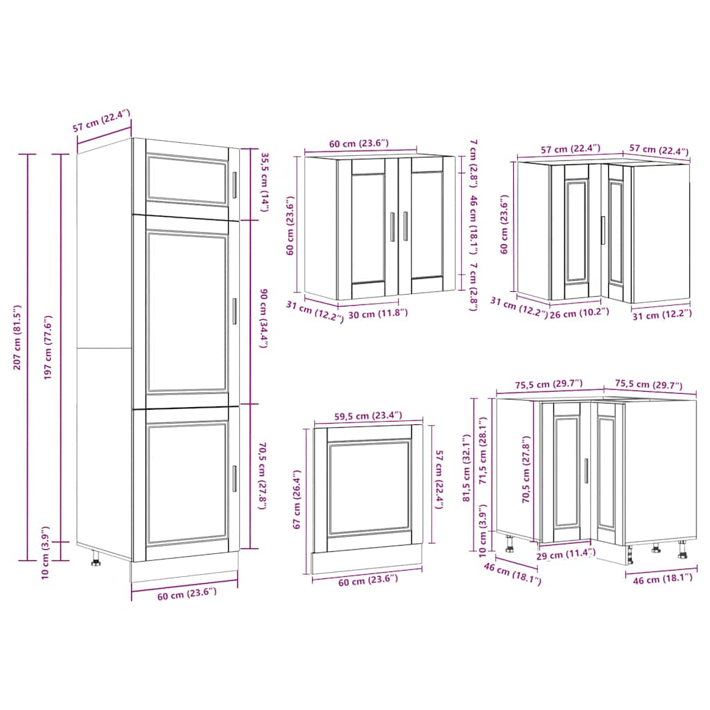 vidaXL Mueble cocina Porto blanco brillo 14 pzas madera contrachapada