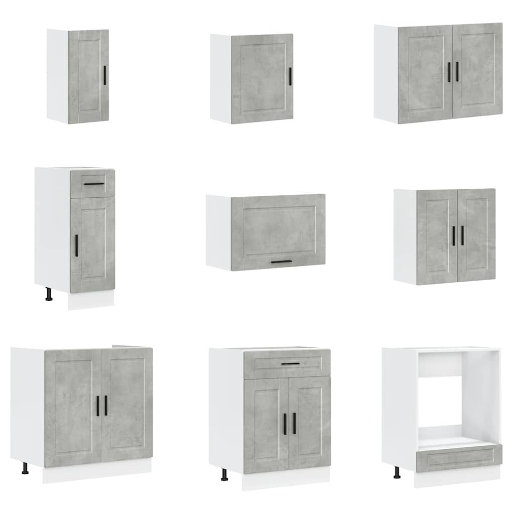 vidaXL Mueble cocina Porto gris hormigón 14 pzas madera contrachapada