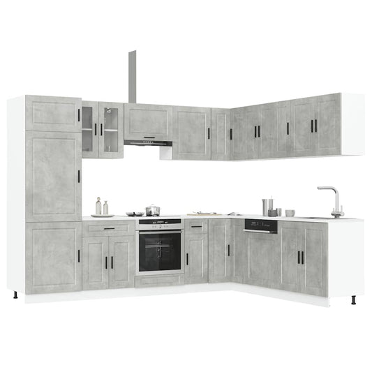 vidaXL Mueble cocina Porto gris hormigón 14 pzas madera contrachapada