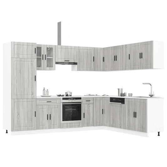 vidaXL Mueble cocina Porto sonoma gris 14 pzas madera contrachapada