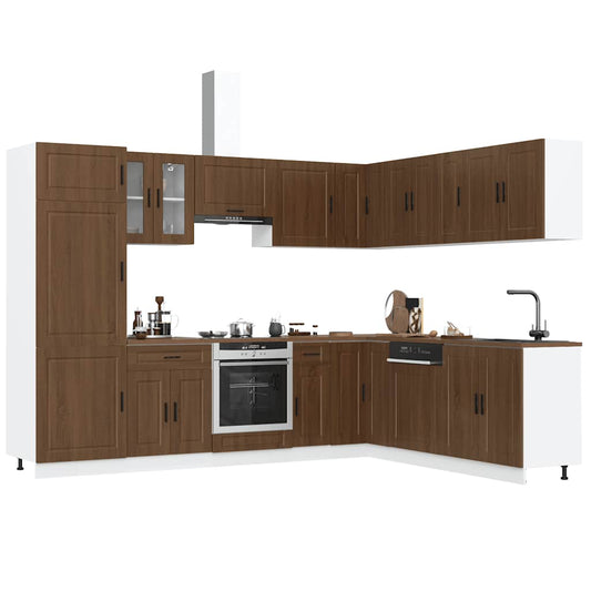 vidaXL Mueble cocina Porto roble marrón 14 pzas madera contrachapada