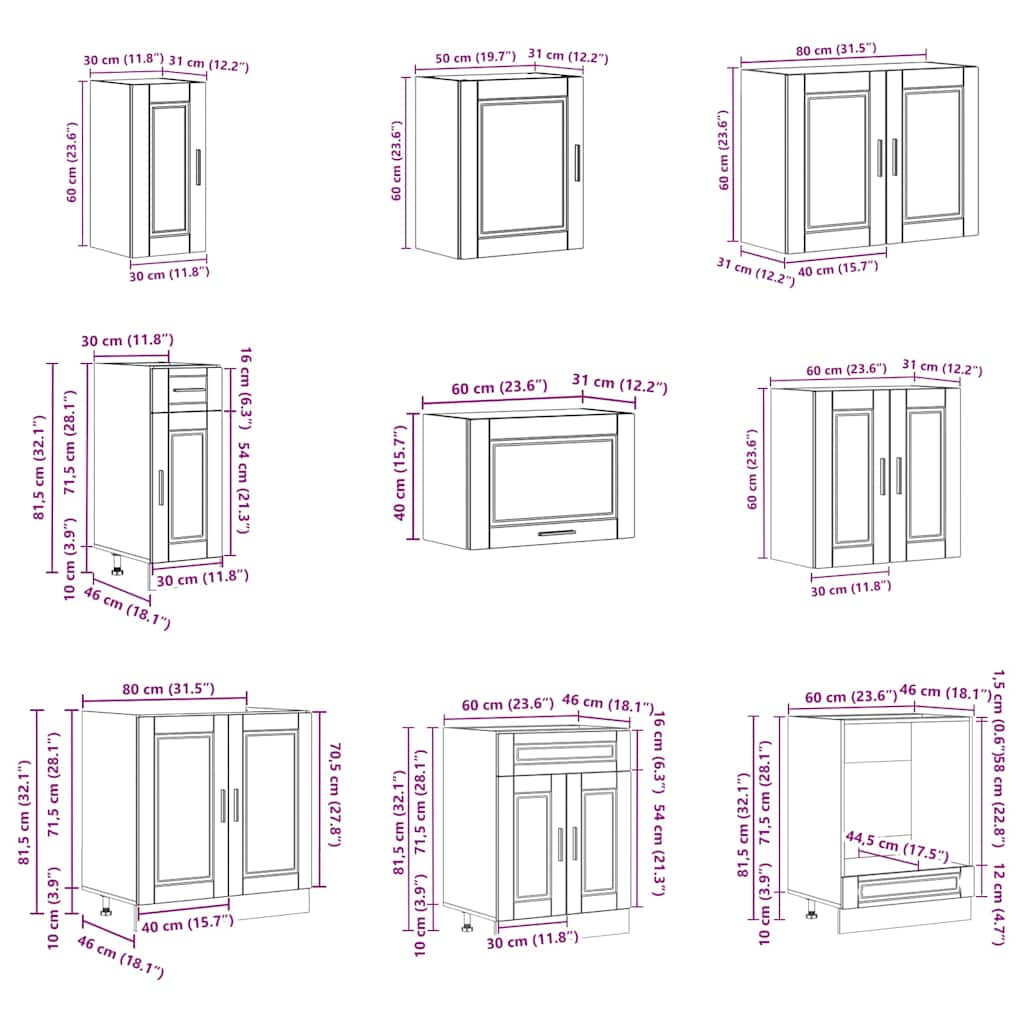 vidaXL Mueble de cocina Porto 14 piezas artesanal roble