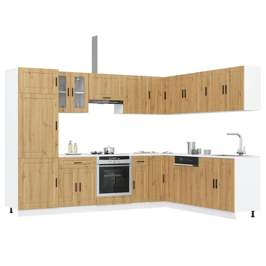 vidaXL Mueble de cocina Porto 14 piezas artesanal roble