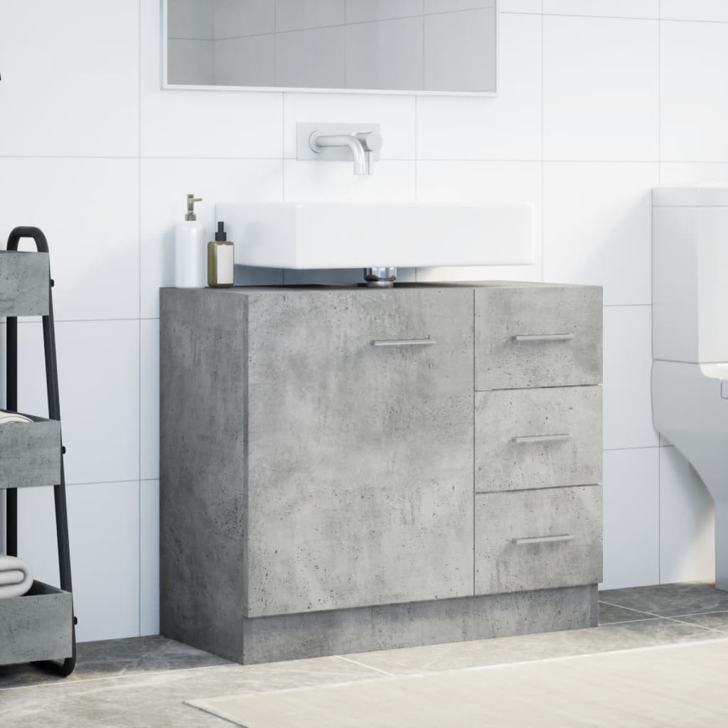 vidaXL Armario para lavabo contrachapada gris hormigón 63x30x54 cm