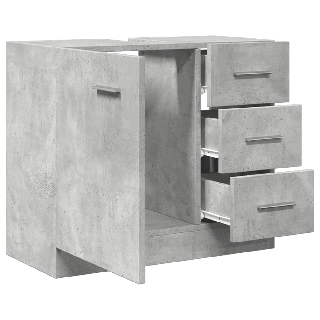 vidaXL Armario para lavabo contrachapada gris hormigón 63x30x54 cm