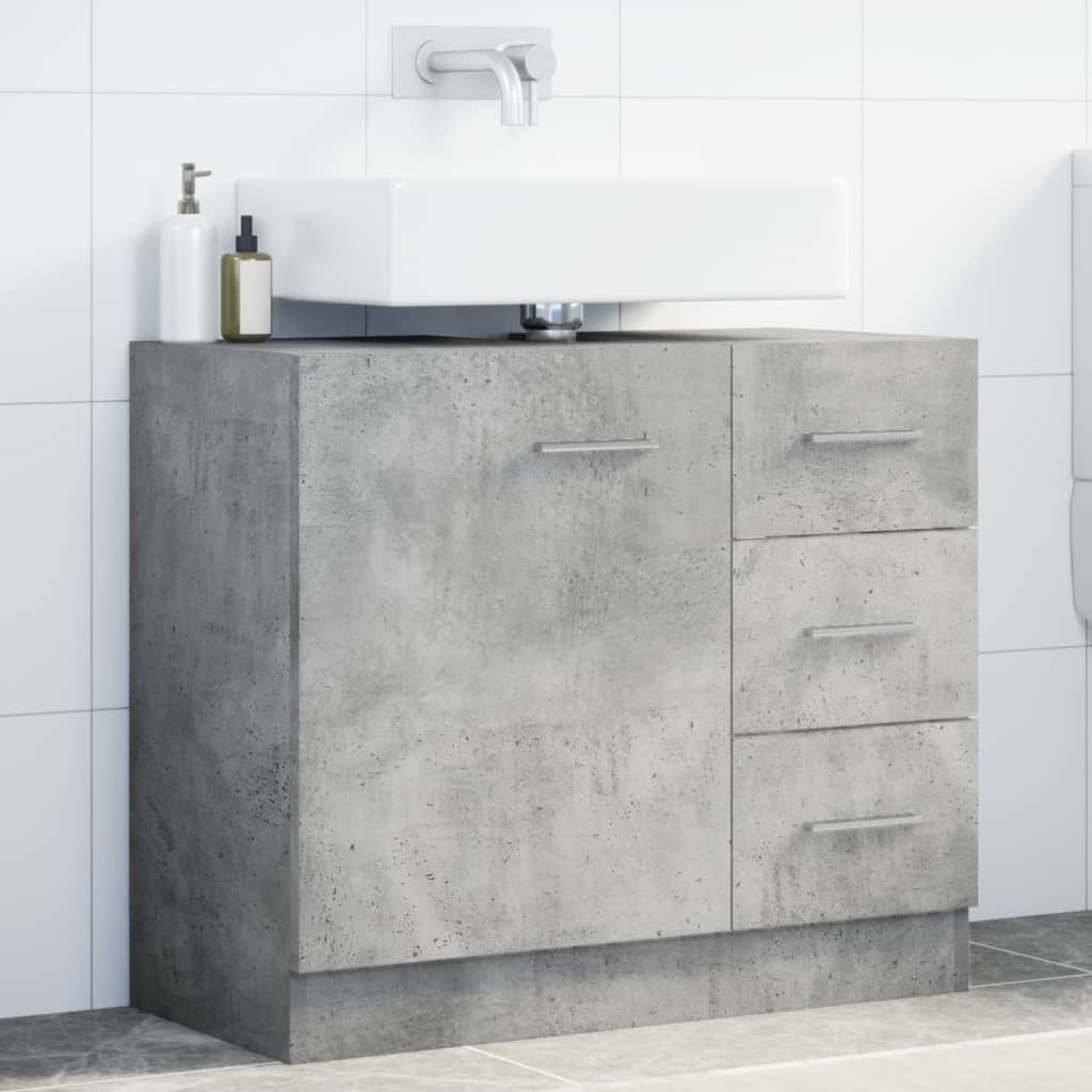 vidaXL Armario para lavabo contrachapada gris hormigón 63x30x54 cm