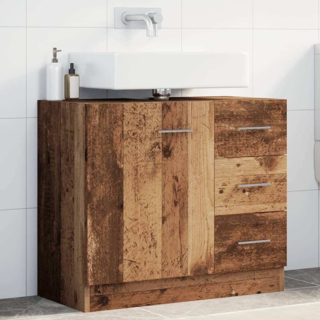 vidaXL Armario para lavabo madera ingeniería envejecida 63x30x54 cm