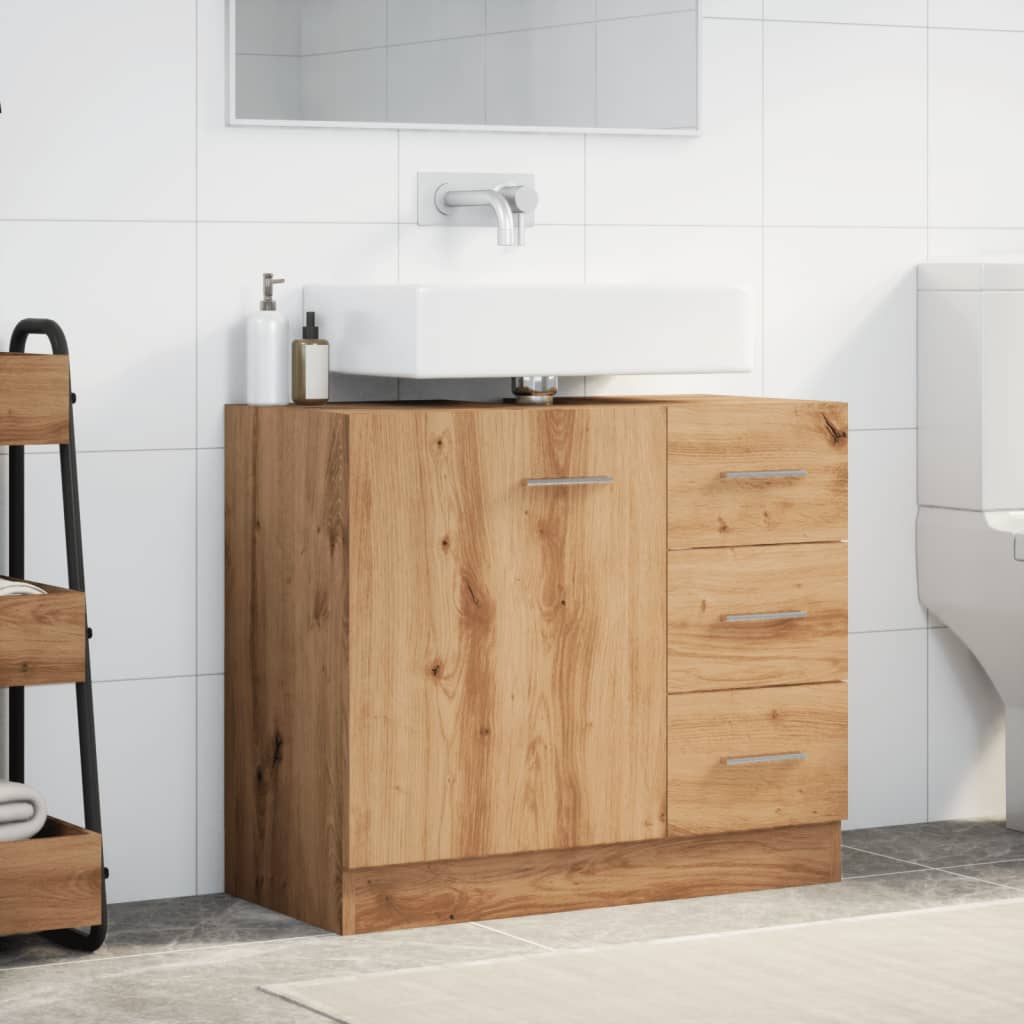 vidaXL Armario de lavabo madera ingeniería roble artisian 63x30x54 cm