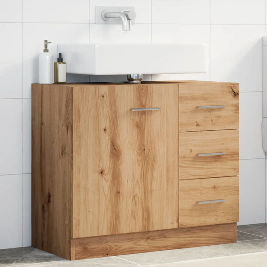 vidaXL Armario de lavabo madera ingeniería roble artisian 63x30x54 cm