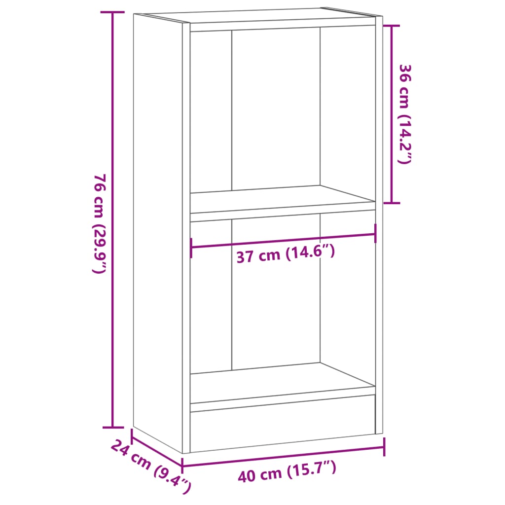 vidaXL Estantería madera de ingeniería roble ahumado 40x24x76 cm